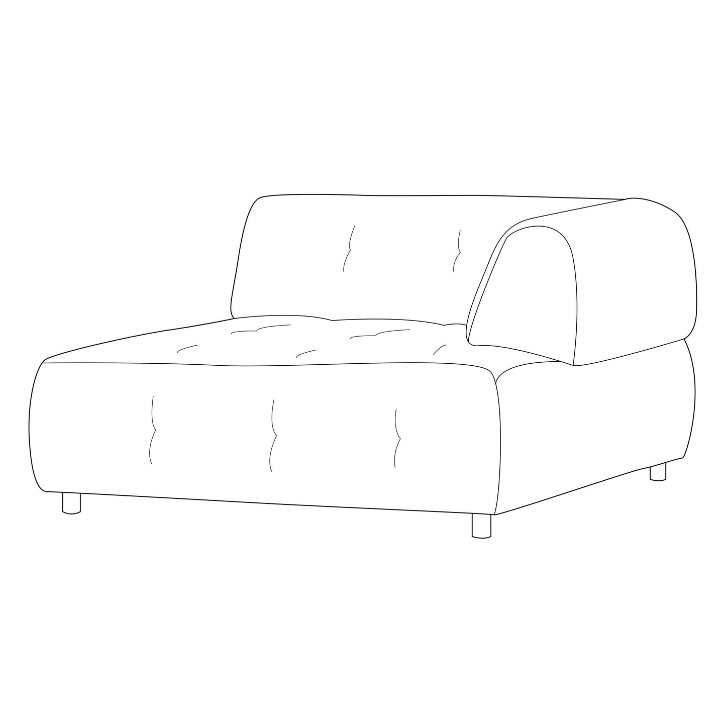 WOOOD Exclusive Louis 1,5-zits chaise longue met arm rechts platweef coffee bruin