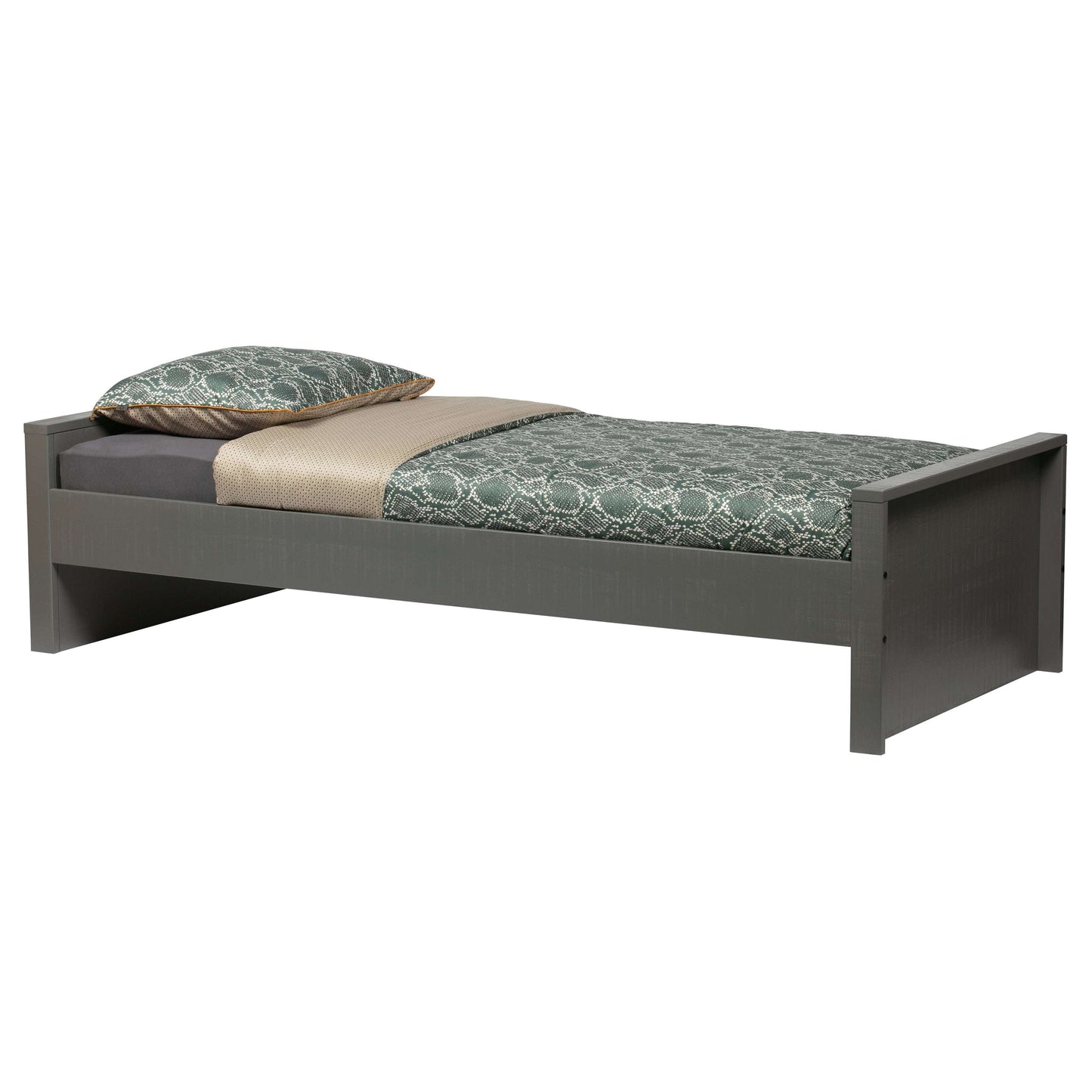 WOOOD Morris bed grenen leem exclusief lattenbodem grijs