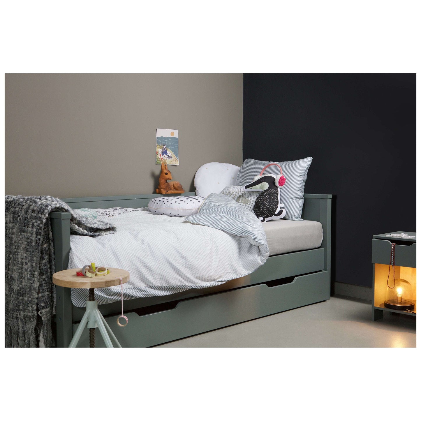 WOOOD Nikki bedbank (exclusief lade)  groen