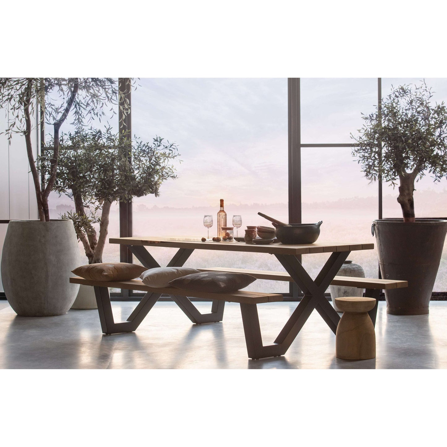 WOOOD Tablo outdoor picknicktafel met x-poot naturel/zwart