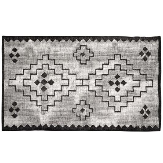 Vloerkleed Omari 160 x 230 cm wol/jute zwart/naturel