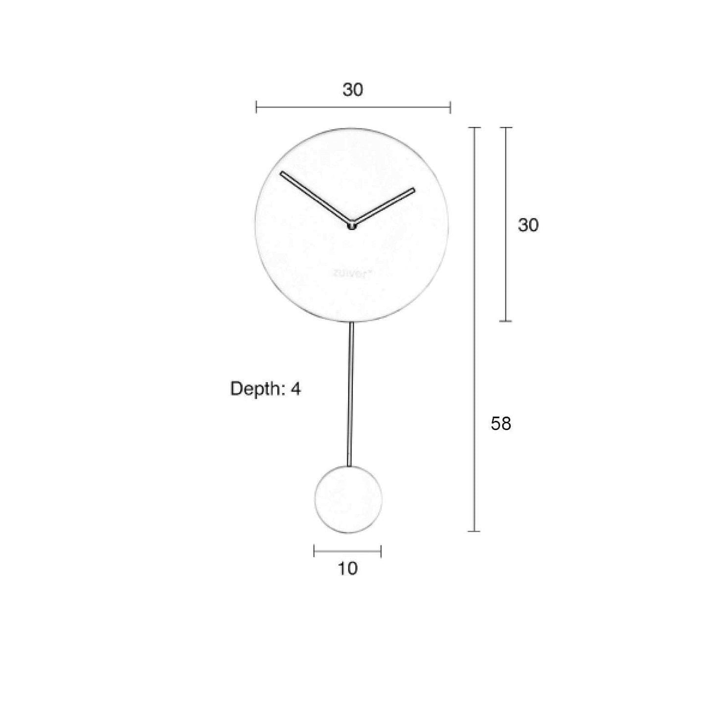 Zuiver klok minimal wit 30 x 4 x 63 cm